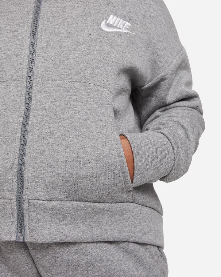 Sudadera Con Capucha Nike Sportswear Club Fleece Kids Full-Zip Niña Gris Oscuro Blancas | OAFXE-4250