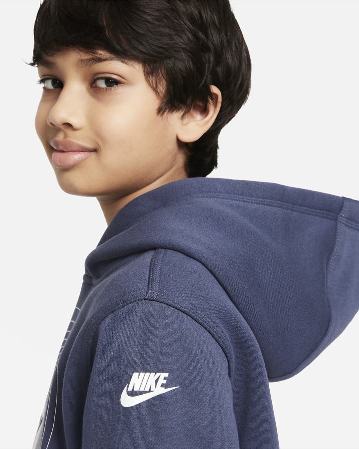 Sudadera Con Capucha Nike Sportswear Club Kids Estampadas (Extended Size) Niño Azules Blancas | OJIAF-3806