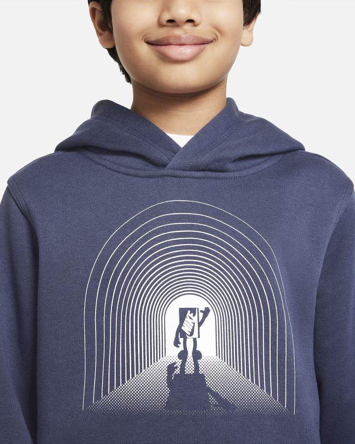 Sudadera Con Capucha Nike Sportswear Club Kids Estampadas (Extended Size) Niño Azules Blancas | OJIAF-3806