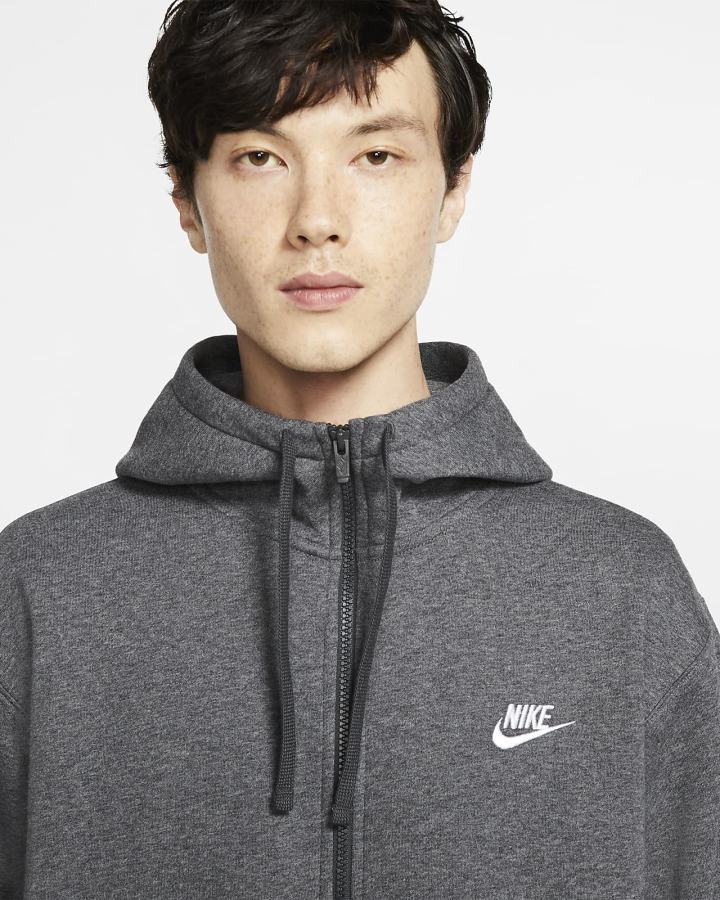 Sudadera Con Capucha Nike Sportswear Club Fleece Full-Zip Hombre Gris Blancas | OJWRS-6049
