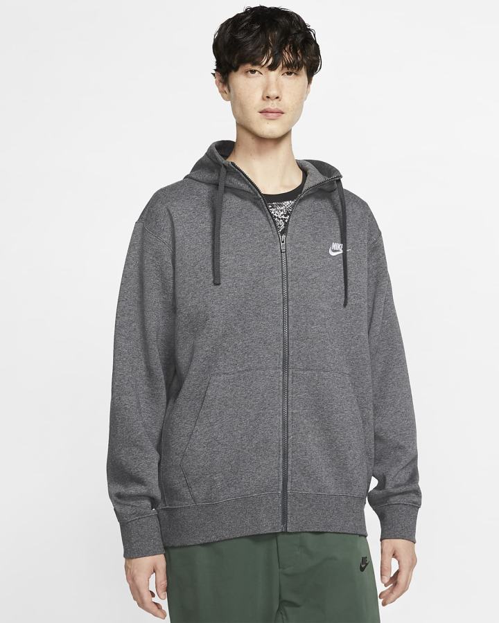 Sudadera Con Capucha Nike Sportswear Club Fleece Full-Zip Hombre Gris Blancas | OJWRS-6049