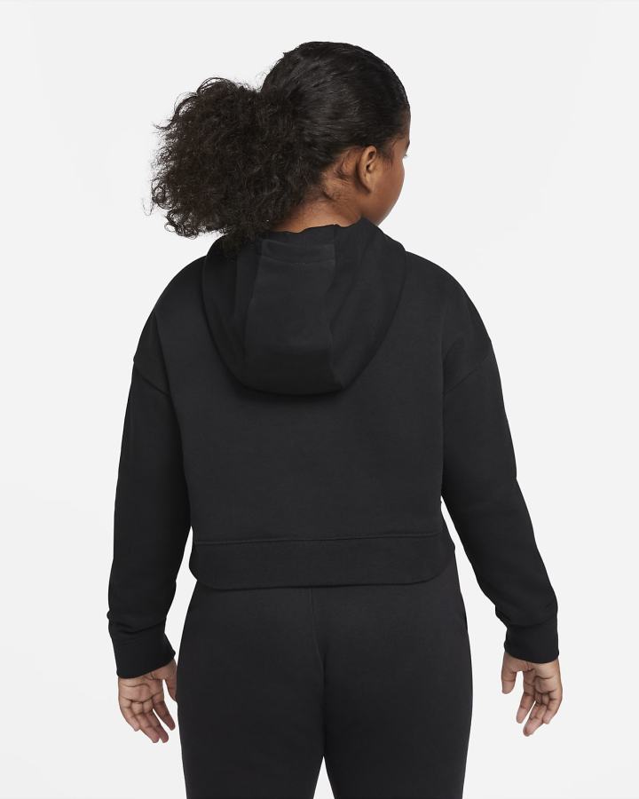 Sudadera Con Capucha Nike Sportswear Club Kids French Terry Cropped (Extended Size) Niña Negras | OPJFI-2358