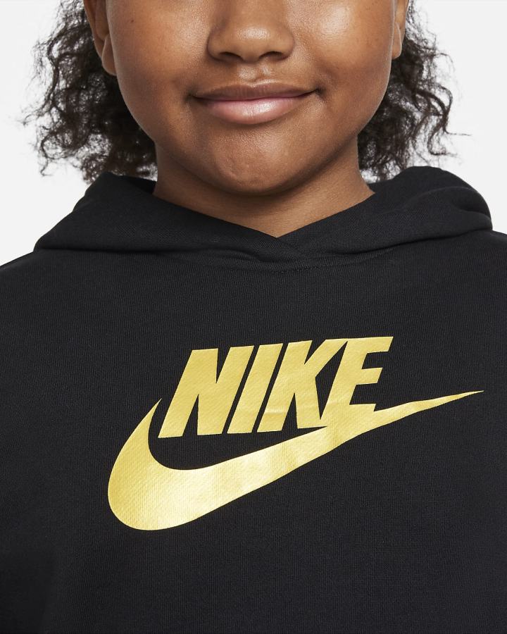Sudadera Con Capucha Nike Sportswear Club Kids French Terry Cropped (Extended Size) Niña Negras | OPJFI-2358