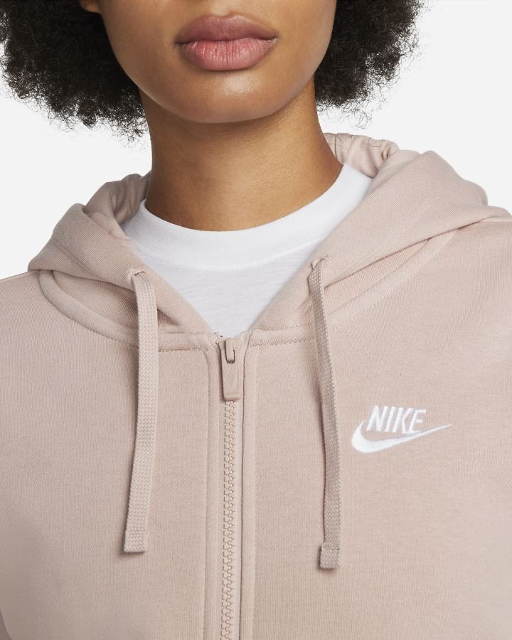 Sudadera Con Capucha Nike Sportswear Club Fleece Full-Zip Mujer Rosas Blancas | OSDZQ-9132
