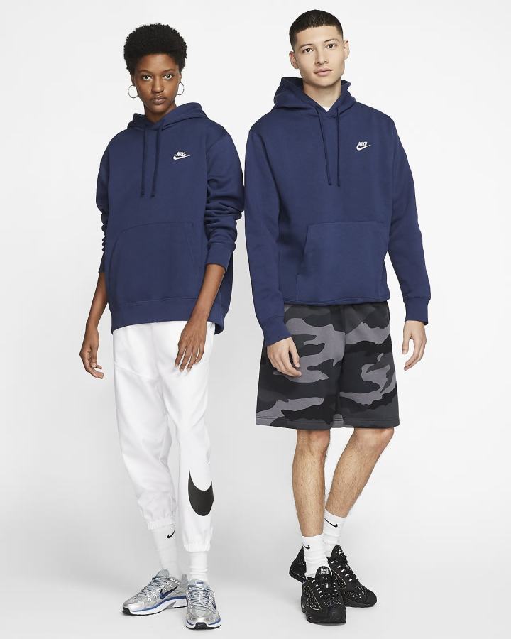 Sudadera Con Capucha Nike Sportswear Club Fleece Mujer Azul Marino Blancas | PNBIG-9147