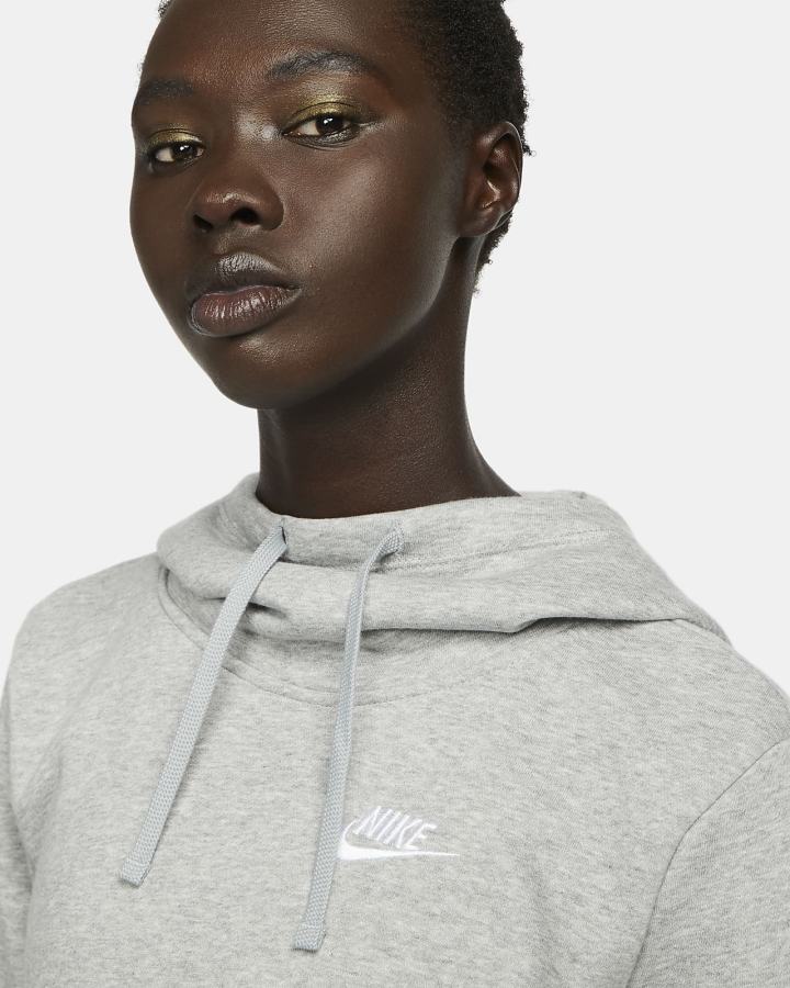 Sudadera Con Capucha Nike Sportswear Club Fleece Funnel-Neck Mujer Gris Oscuro Blancas | POQUD-4850