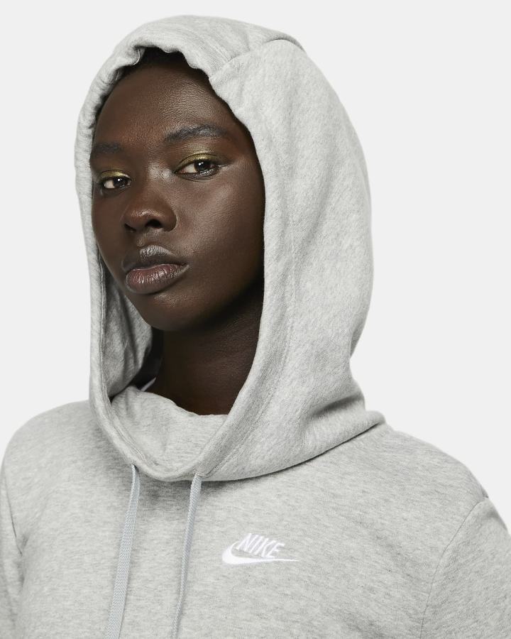 Sudadera Con Capucha Nike Sportswear Club Fleece Funnel-Neck Mujer Gris Oscuro Blancas | POQUD-4850