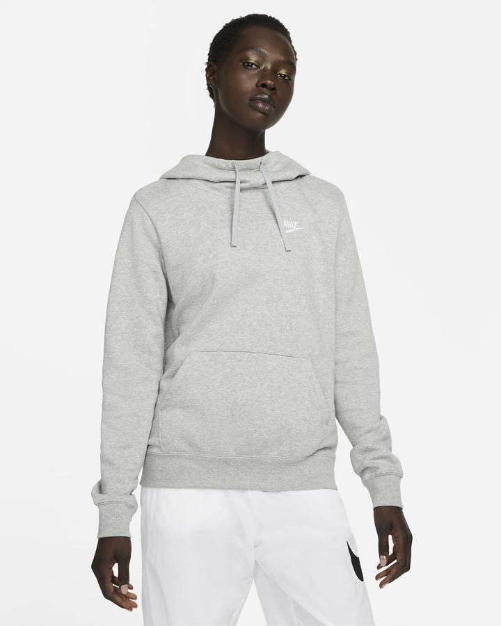 Sudadera Con Capucha Nike Sportswear Club Fleece Funnel-Neck Mujer Gris Oscuro Blancas | POQUD-4850