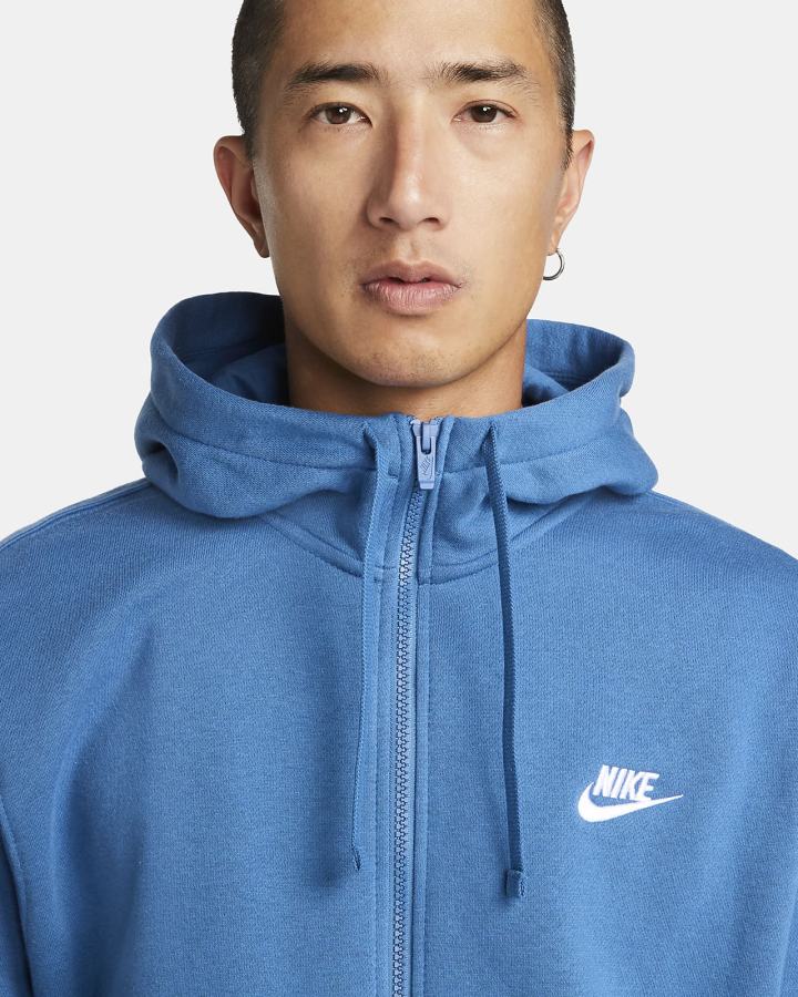 Sudadera Con Capucha Nike Sportswear Club Fleece Full-Zip Hombre Azules Oscuro Blancas | PSBVN-8940