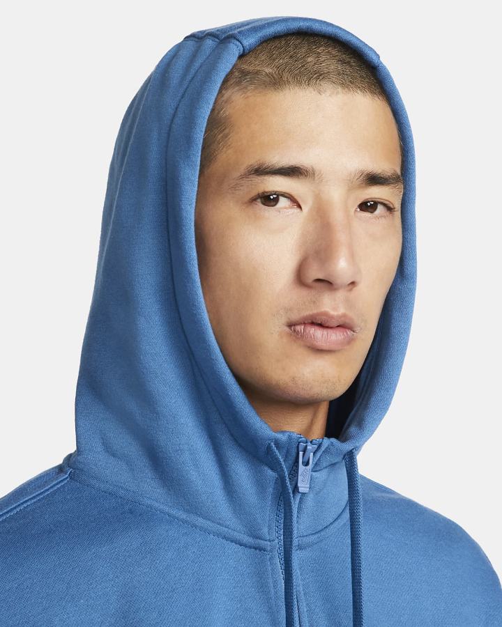 Sudadera Con Capucha Nike Sportswear Club Fleece Full-Zip Hombre Azules Oscuro Blancas | PSBVN-8940