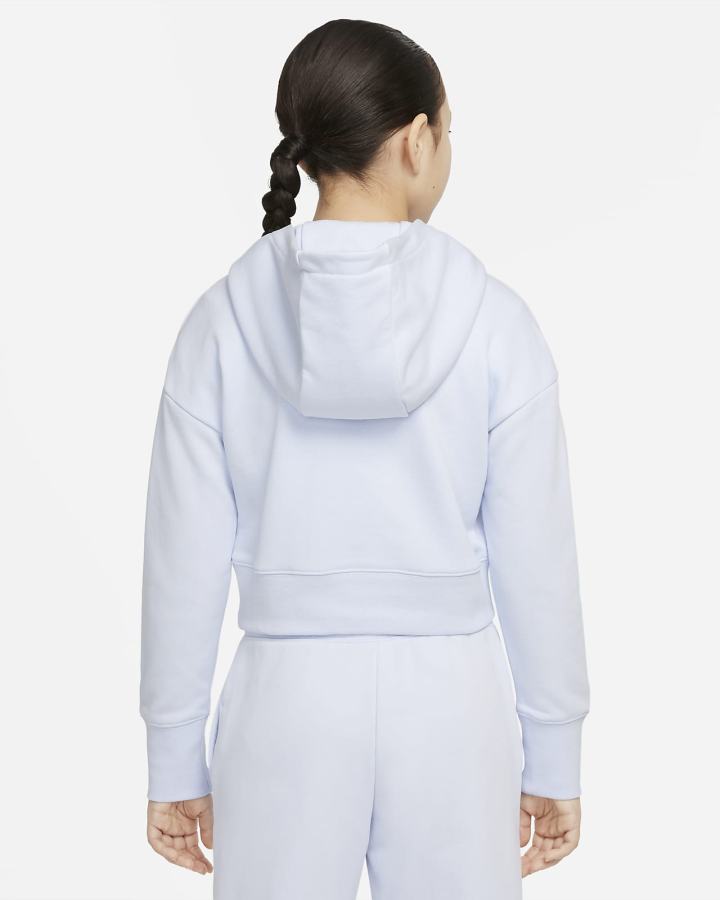 Sudadera Con Capucha Nike Sportswear Club Kids French Terry Cropped (Extended Size) Niña Gris Azules | QFDCU-7148