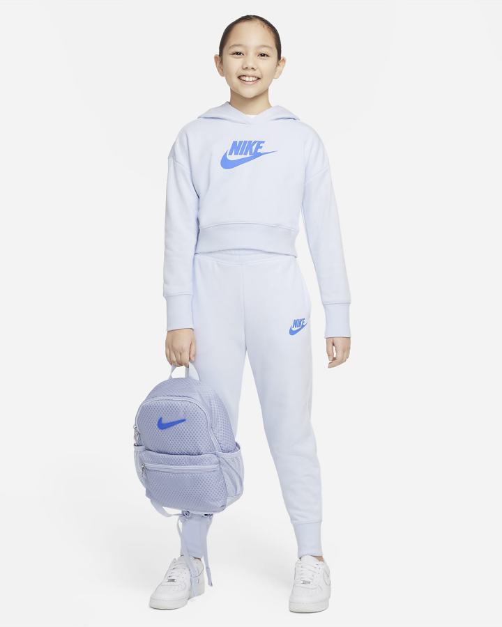 Sudadera Con Capucha Nike Sportswear Club Kids French Terry Cropped (Extended Size) Niña Gris Azules | QFDCU-7148