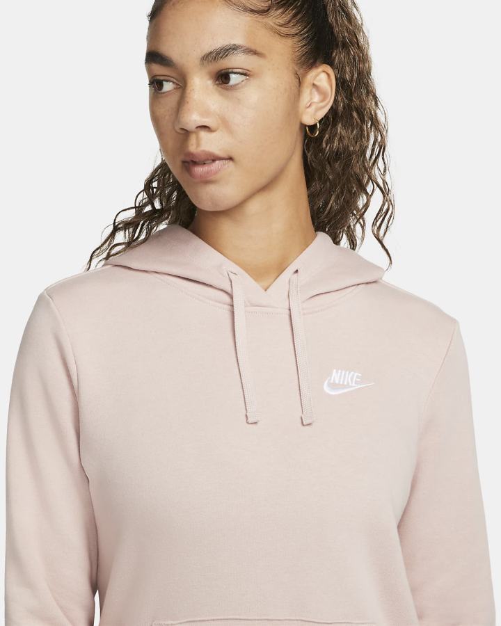 Sudadera Con Capucha Nike Sportswear Club Fleece Mujer Rosas Blancas | QJBTN-1504