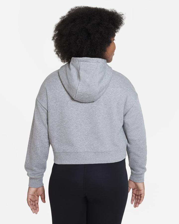 Sudadera Con Capucha Nike Sportswear Club Kids French Terry Cropped (Extended Size) Niña Gris Oscuro Rosas | QPBIT-8154