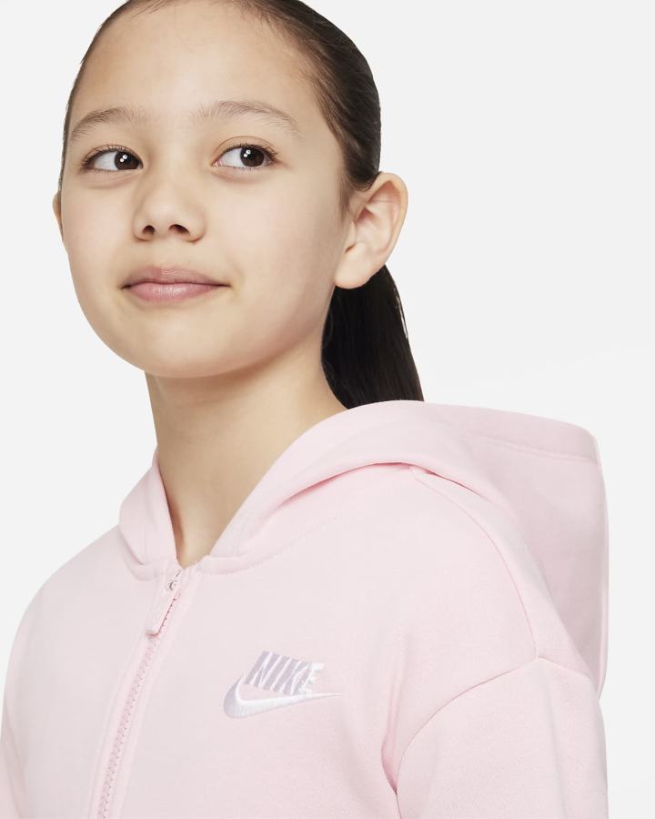 Sudadera Con Capucha Nike Sportswear Club Fleece Kids Full-Zip Niña Rosas Blancas | RMZNG-7056