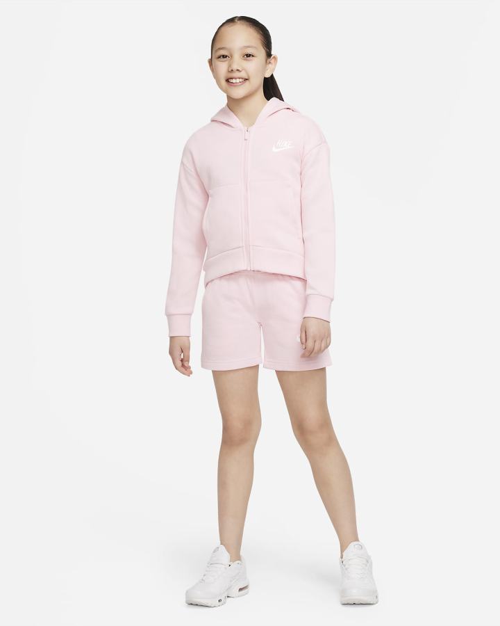 Sudadera Con Capucha Nike Sportswear Club Fleece Kids Full-Zip Niña Rosas Blancas | RMZNG-7056