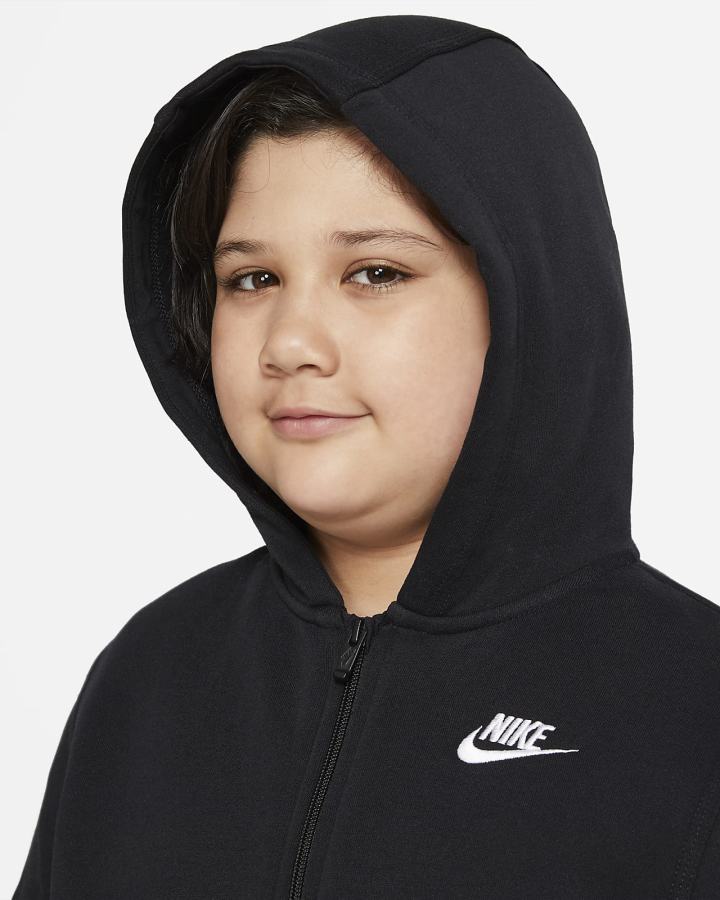Sudadera Con Capucha Nike Sportswear Club Kids Full-Zip Niño Negras Blancas | RQGEK-3425