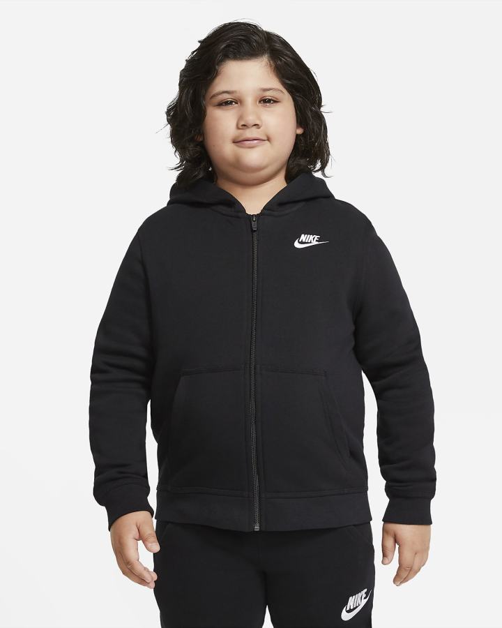 Sudadera Con Capucha Nike Sportswear Club Kids Full-Zip Niño Negras Blancas | RQGEK-3425