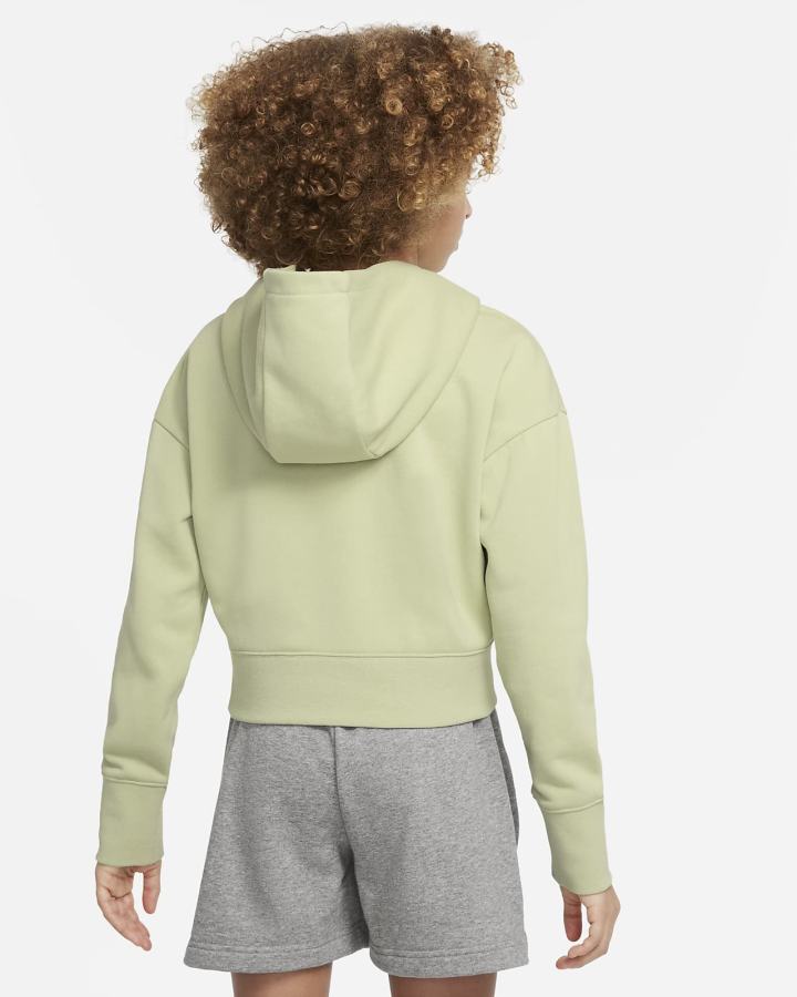 Sudadera Con Capucha Nike Sportswear Club Kids French Terry Cropped (Extended Size) Niña Verde Oliva Verde | RZLYT-3214
