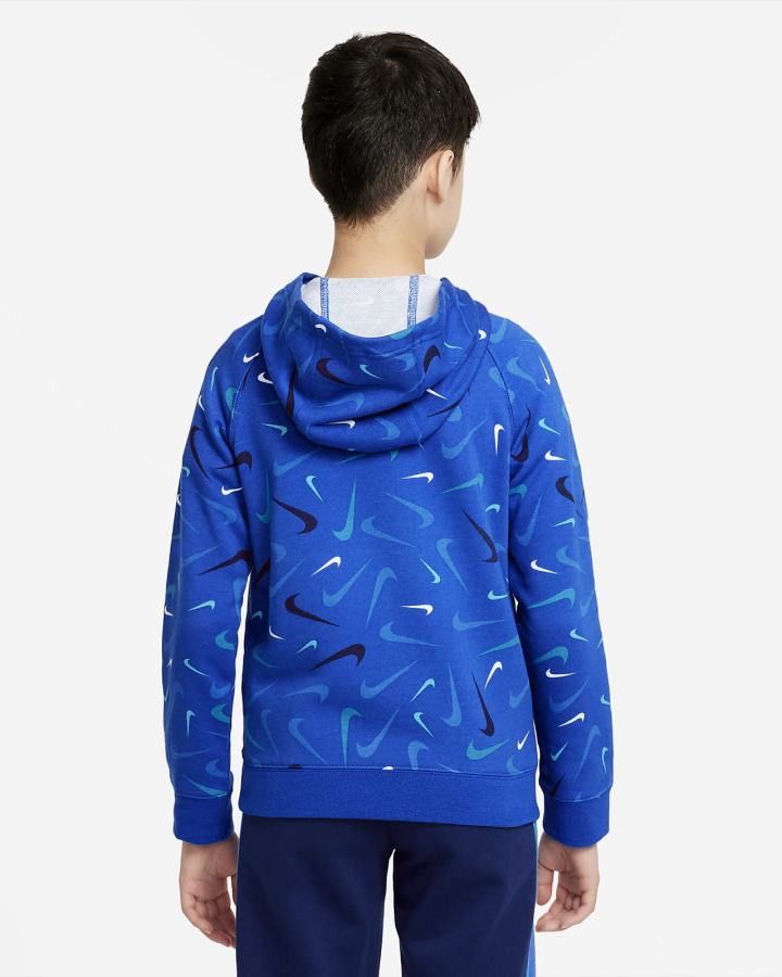 Sudadera Con Capucha Nike Sportswear Club Kids Printed Niño Azul Real Blancas | SKGZV-5704