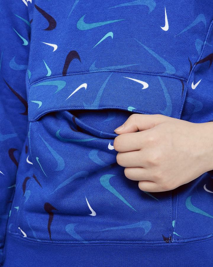 Sudadera Con Capucha Nike Sportswear Club Kids Printed Niño Azul Real Blancas | SKGZV-5704