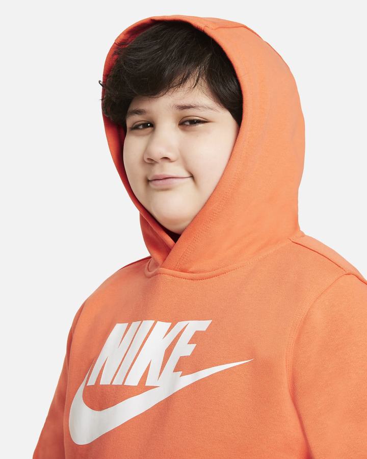 Sudadera Con Capucha Nike Sportswear Club Fleece Kids Niña Naranjas Blancas | TCRVU-5712