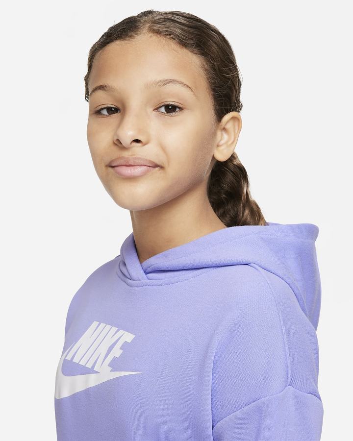 Sudadera Con Capucha Nike Sportswear Club Kids French Terry Cropped (Extended Size) Niña Blancas | TDIPB-2943
