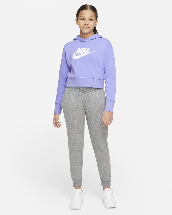 Sudadera Con Capucha Nike Sportswear Club Kids French Terry Cropped (Extended Size) Niña Blancas | TDIPB-2943