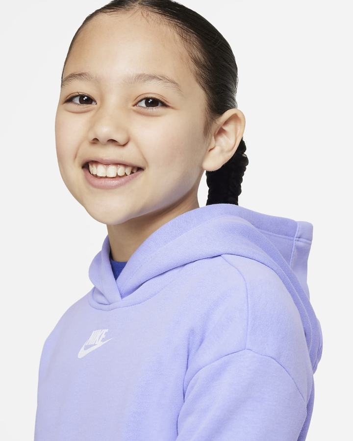 Sudadera Con Capucha Nike Sportswear Club Fleece Kids Niña Blancas | TLQSG-5637