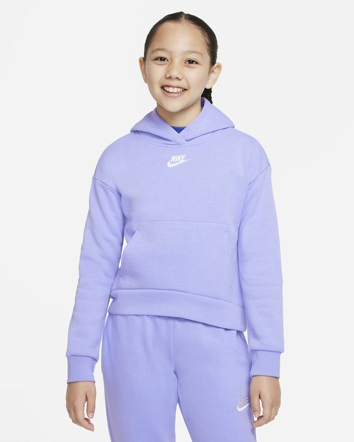 Sudadera Con Capucha Nike Sportswear Club Fleece Kids Niña Blancas | TLQSG-5637