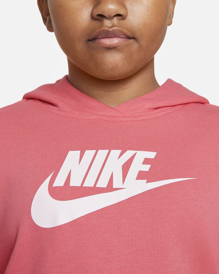 Sudadera Con Capucha Nike Sportswear Club Kids French Terry Cropped (Extended Size) Niña Rosas Azules Blancas | TOKNU-8203