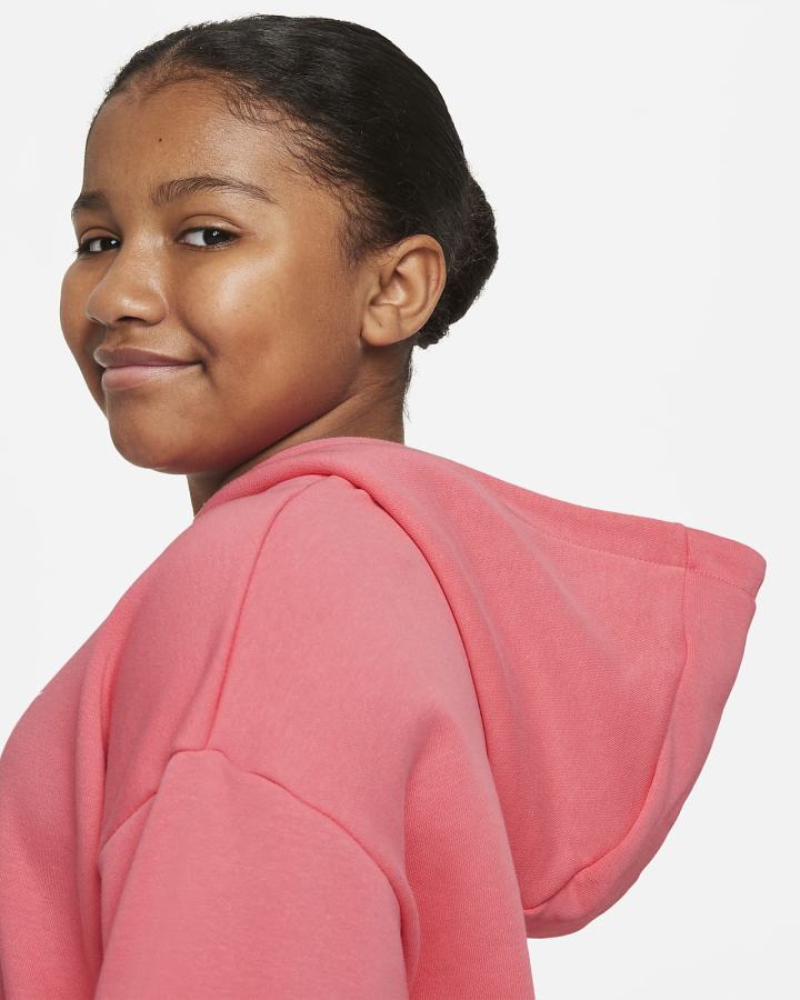 Sudadera Con Capucha Nike Sportswear Club Kids French Terry Cropped (Extended Size) Niña Rosas Azules Blancas | TOKNU-8203