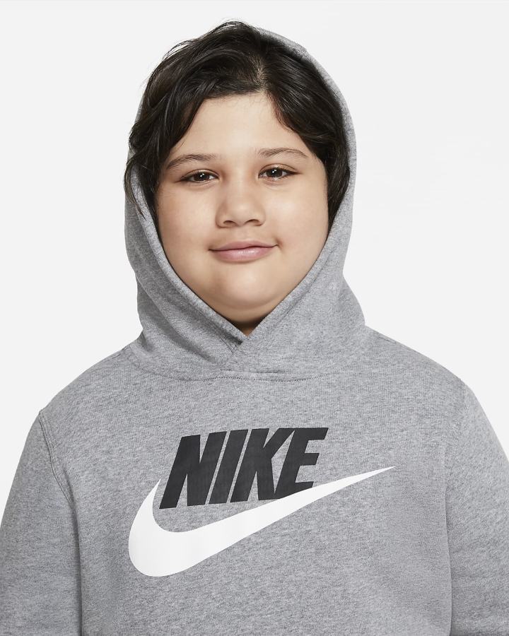 Sudadera Con Capucha Nike Sportswear Club Fleece Kids Niña Gris Oscuro | TOLBE-0289