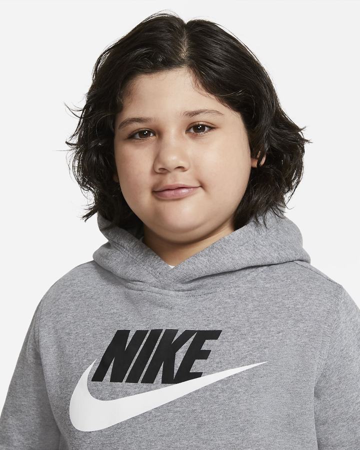 Sudadera Con Capucha Nike Sportswear Club Fleece Kids Niña Gris Oscuro | TOLBE-0289