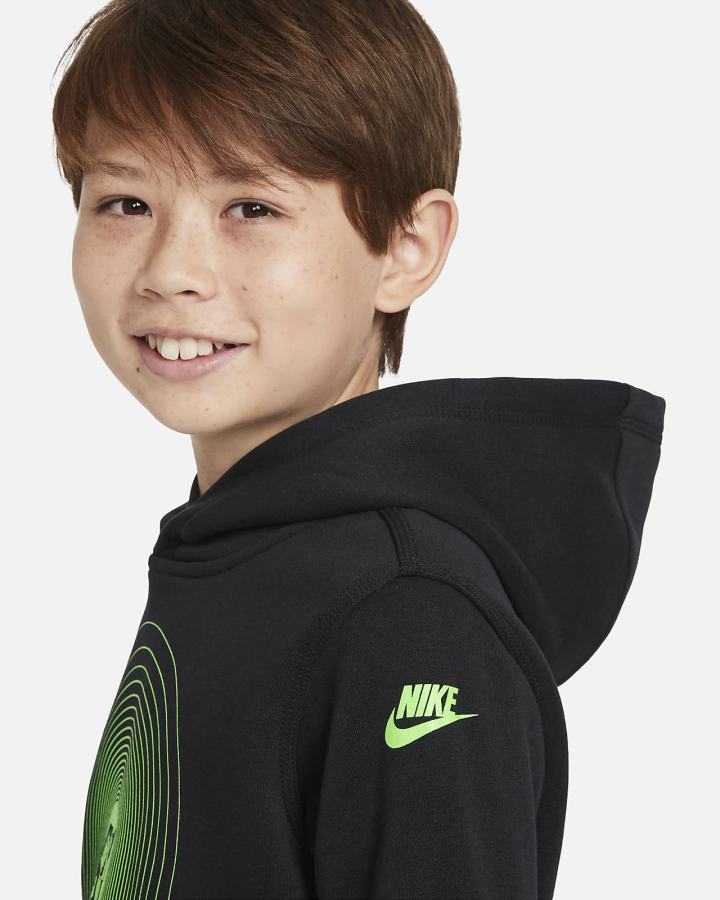Sudadera Con Capucha Nike Sportswear Club Kids Estampadas (Extended Size) Niño Negras Verde | UFOMS-2847