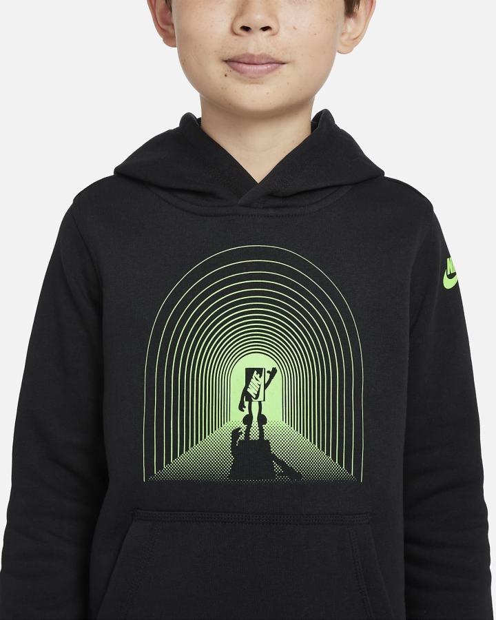 Sudadera Con Capucha Nike Sportswear Club Kids Estampadas (Extended Size) Niño Negras Verde | UFOMS-2847
