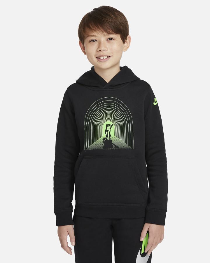 Sudadera Con Capucha Nike Sportswear Club Kids Estampadas (Extended Size) Niño Negras Verde | UFOMS-2847