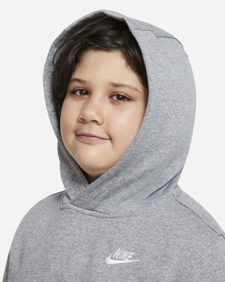 Sudadera Con Capucha Nike Sportswear Club Kids Niño Gris Oscuro Blancas | UQFMO-5296