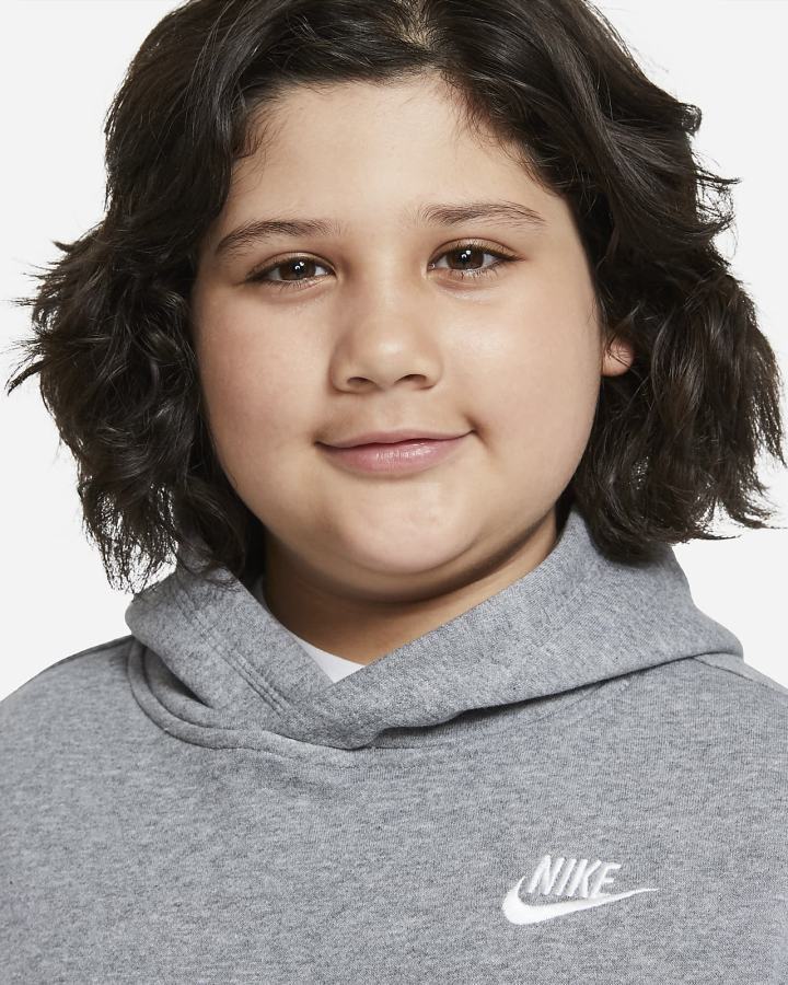 Sudadera Con Capucha Nike Sportswear Club Kids Niño Gris Oscuro Blancas | UQFMO-5296