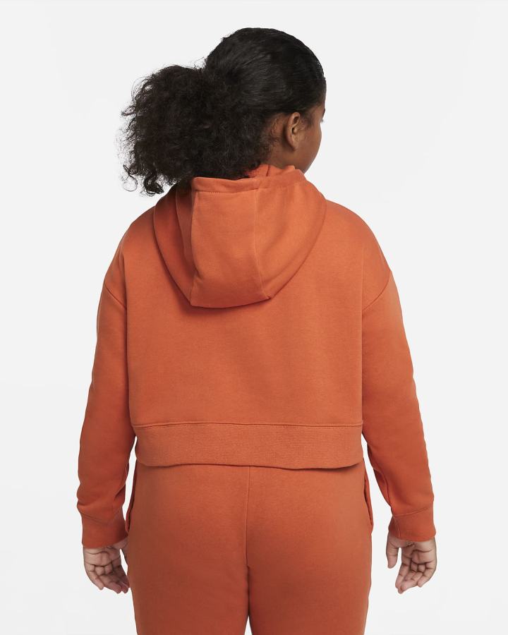 Sudadera Con Capucha Nike Sportswear Club Kids French Terry Cropped (Extended Size) Niña Marrones Blancas | VDEQA-3169