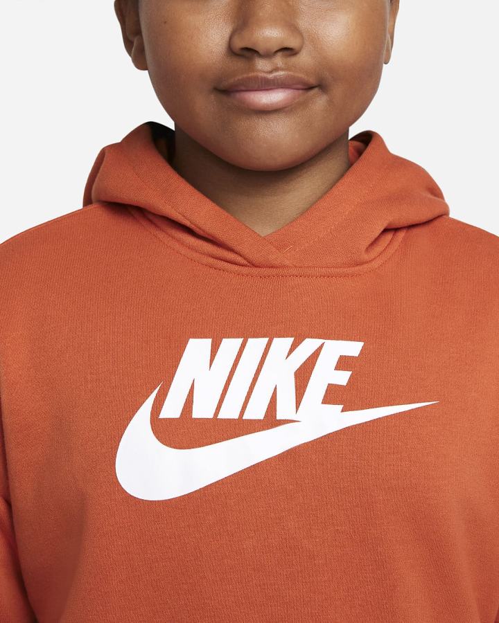 Sudadera Con Capucha Nike Sportswear Club Kids French Terry Cropped (Extended Size) Niña Marrones Blancas | VDEQA-3169