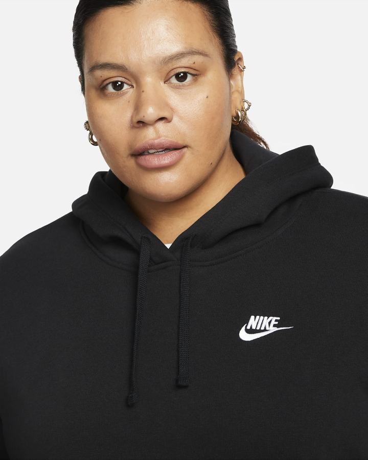 Sudadera Con Capucha Nike Sportswear Club Fleece Mujer Negras Blancas | VJIWO-0249