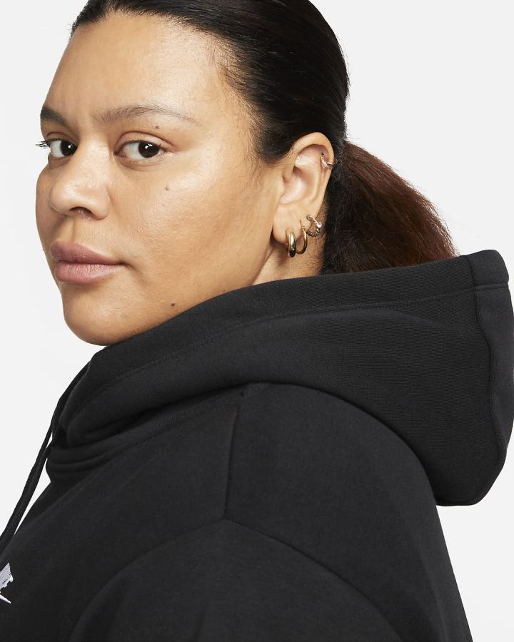 Sudadera Con Capucha Nike Sportswear Club Fleece Mujer Negras Blancas | VJIWO-0249