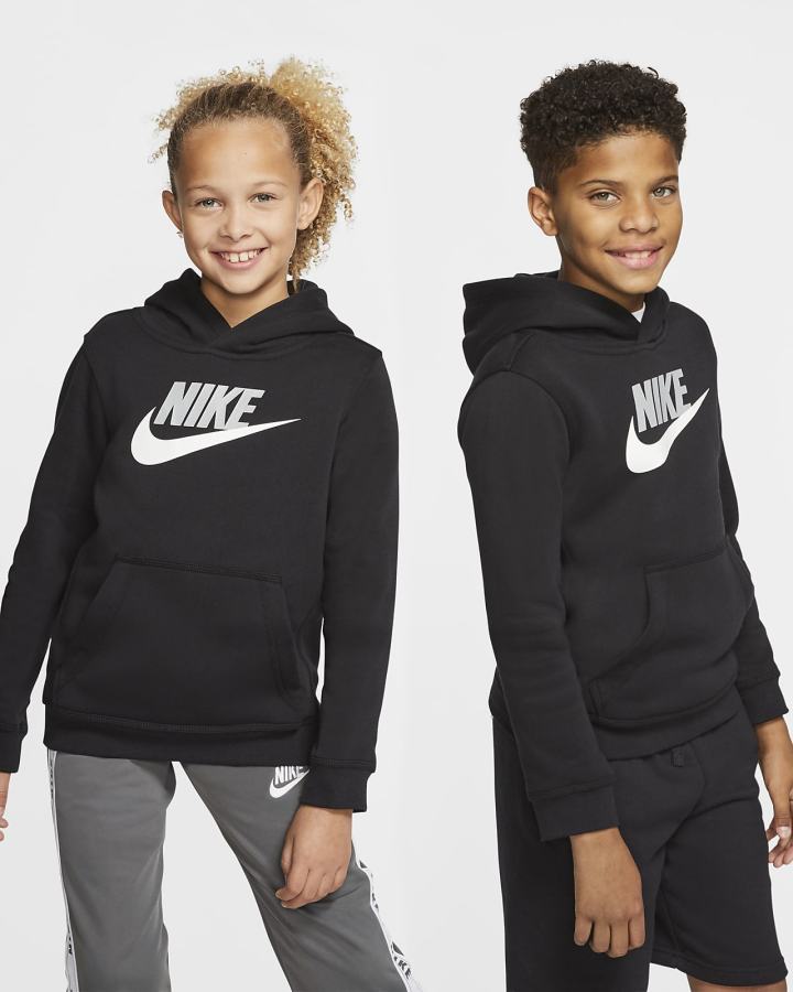 Sudadera Con Capucha Nike Sportswear Club Fleece Kids Niña Negras Gris Claro | WQDVG-6859