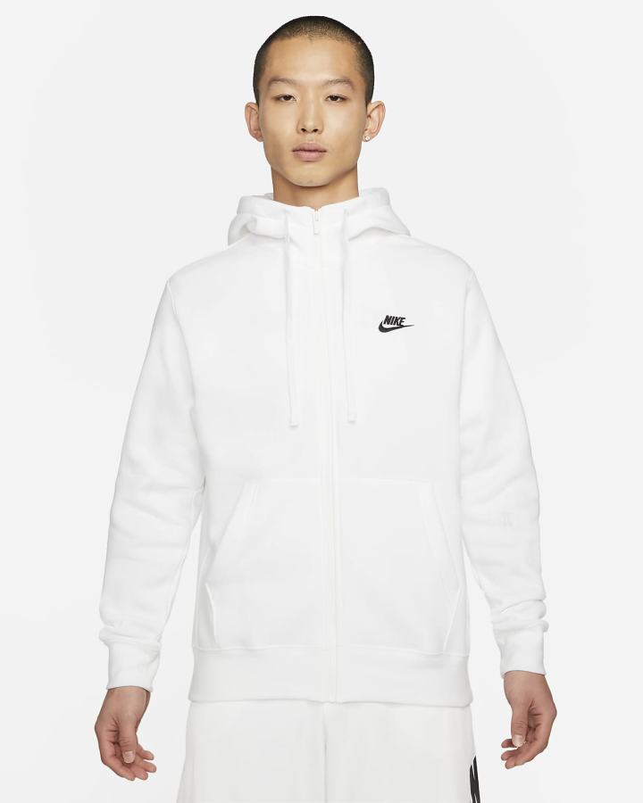 Sudadera Con Capucha Nike Sportswear Club Fleece Full-Zip Hombre Blancas Negras | WVXHQ-1890