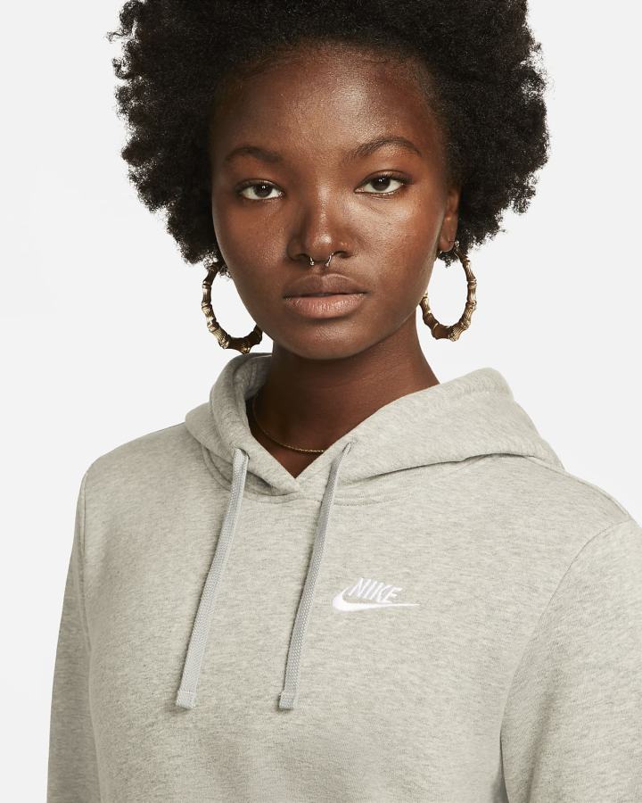 Sudadera Con Capucha Nike Sportswear Club Fleece Mujer Gris Oscuro Blancas | YDOPK-6815