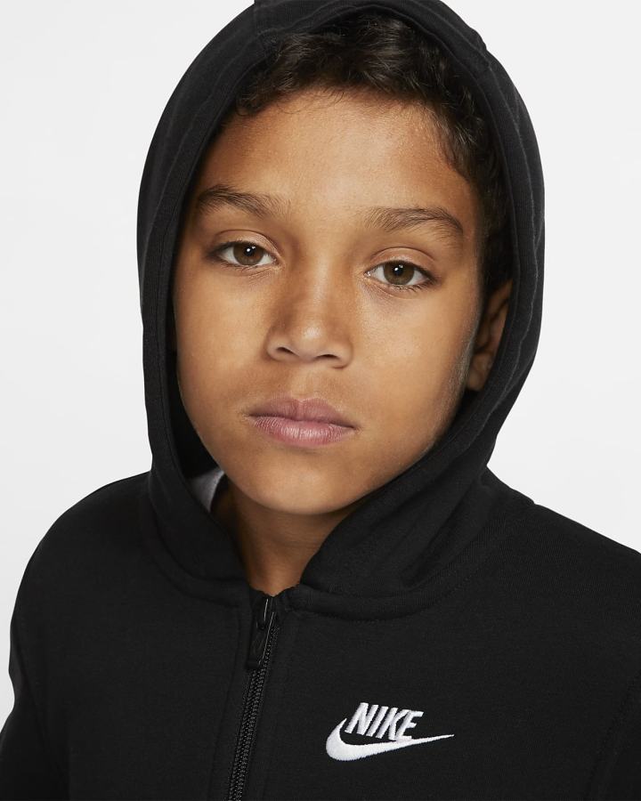 Sudadera Con Capucha Nike Sportswear Club Kids Full-Zip Niño Negras Blancas | YHWVN-2345