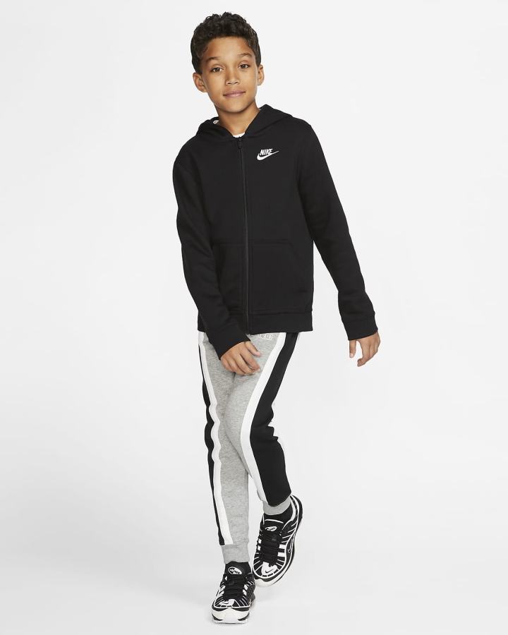 Sudadera Con Capucha Nike Sportswear Club Kids Full-Zip Niño Negras Blancas | YHWVN-2345