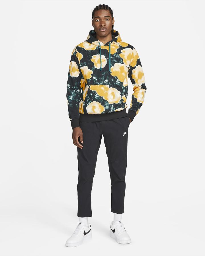 Sudadera Con Capucha Nike Sportswear Club Fleece Floral Hombre Negras | YJFXK-2460