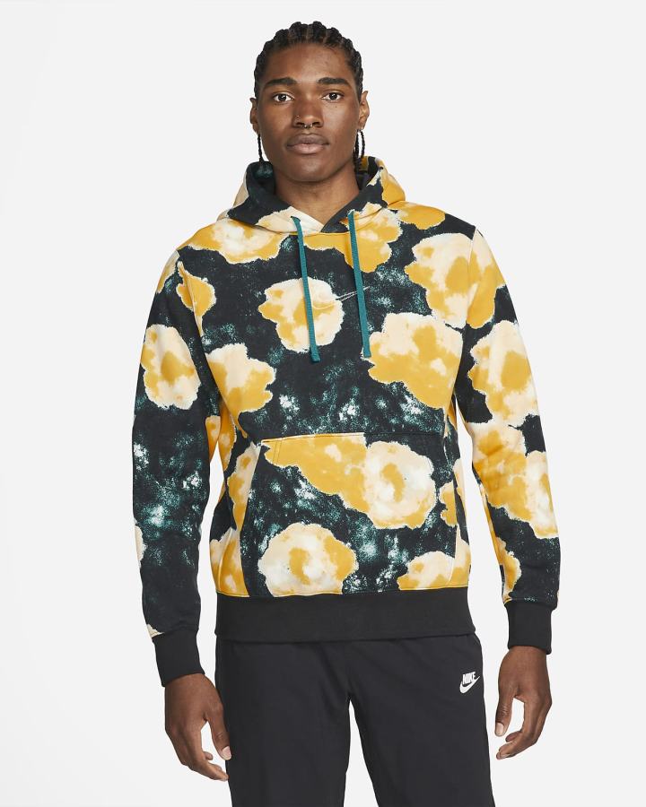 Sudadera Con Capucha Nike Sportswear Club Fleece Floral Hombre Negras | YJFXK-2460